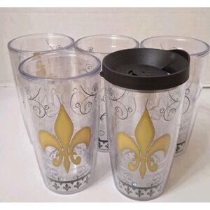 Tervis Tumbler 16 oz‎ Set Of 5 One Lid New Orleans Saints Black Gold